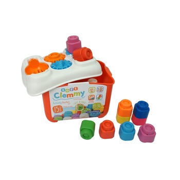 Set 15 cuburi si cutie cu activitati, Clemmy Soft Set 15 cuburi si cutie cu activitati, Clemmy Soft