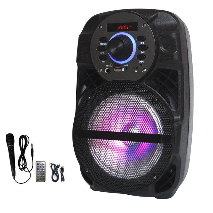 Boxa activa cu bluetooth tip troller, Ailiang, 30W, Jocuri de lumini, Microfon Wireless, Telecomanda