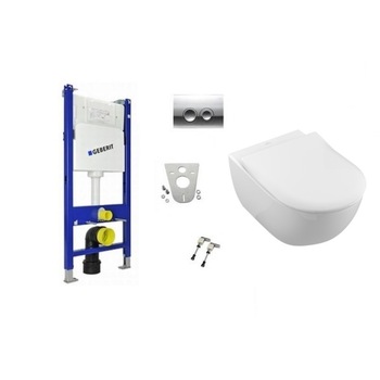 Set complet vas wc suspendat Villeroy&Boch Subway 2.0 DirectFlush cu rezervor incastrat Geberit Duofix Delta si clapeta crom Delta 21 Set complet vas wc suspendat Villeroy&Boch Subway 2.0 DirectFlush cu rezervor incastrat Geberit Duofix Delta si clapeta crom Delta 21
