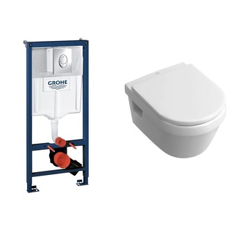 Set complet vas wc suspendat Villeroy&Boch Architectura cu rezervor incastrat Grohe Rapid SL si clapeta Skate Air crom Set complet vas wc suspendat Villeroy&Boch Architectura cu rezervor incastrat Grohe Rapid SL si clapeta Skate Air crom