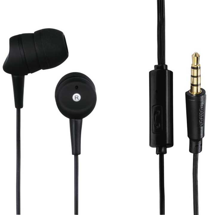 EVO Hama Basic черни слушалки за поставяне в ушите с микрофон