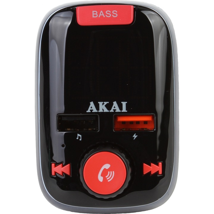 Modulator FM Akai FMT-74BT cu bluetooth, TF Card, AUX in/out, 2 x USB, functie player MP3