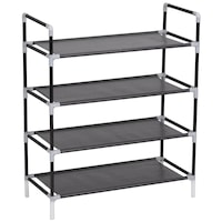 Pantofar 4 etajere, vidaXL, Metal, 60 x 29 x 67 cm, Negru