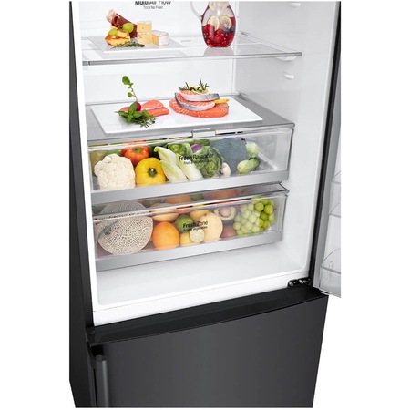 Combina frigorifica LG GBB569MCAZB, 445 l, No Frost, Compresor linear inverter, Smart Diagnosis, WIFI, Clasa A++, H 185 cm, Negru