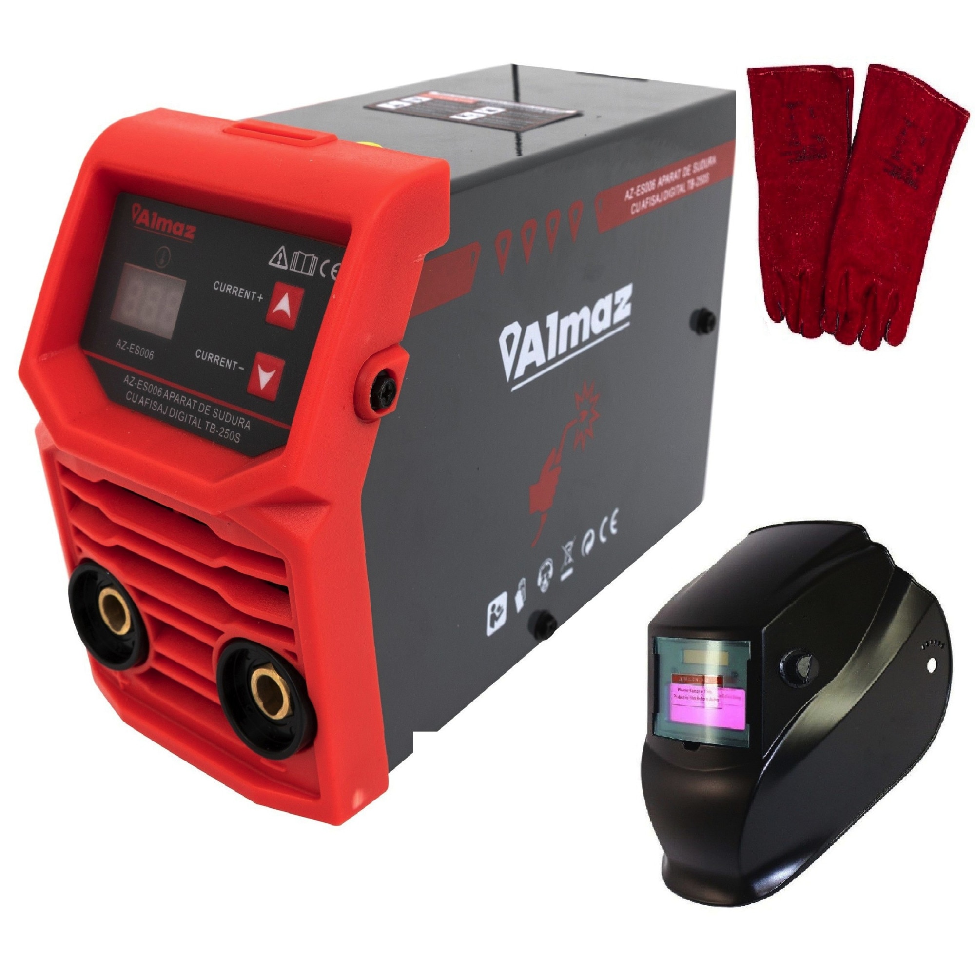 Set Aparat Sudura ALMAZ TB-250S ( AZ-ES006 ) +Masca Automata +Palmari Cadou, Invertor