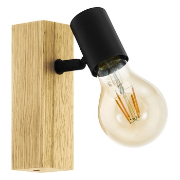 Aplica vintage TOWNSHEND 3, EGLO, 1xE27, otel, lemn, maro, negru, 16.5 x 5 cm, IP20 Aplica vintage TOWNSHEND 3, EGLO, 1xE27, otel, lemn, maro, negru, 16.5 x 5 cm, IP20