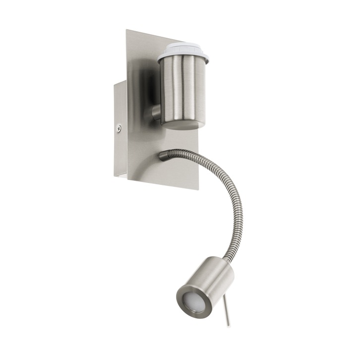 PASTERI PRO fali lámpa, 61983, E27, 40W, Acél, Szatén nikkel, L 100, H 95, -;380 lm, 3000K Meleg