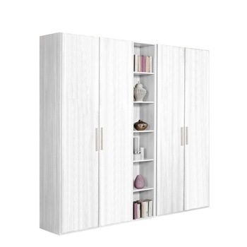 Dulap Mondo 4U cu Etajera, Alb fibros, balamale cu amortizor, H 220 cm Dulap Mondo 4U cu Etajera, Alb fibros, balamale cu amortizor, H 220 cm