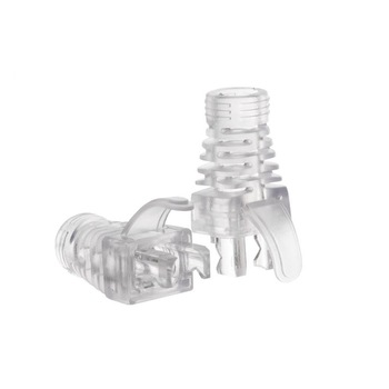 Pachet cu mansoane de protectie pentu conectori modulari , Netrack , pentru RJ45 cat. 5e UTP 100 bucati , transparent Pachet cu mansoane de protectie pentu conectori modulari , Netrack , pentru RJ45 cat. 5e UTP 100 bucati , transparent