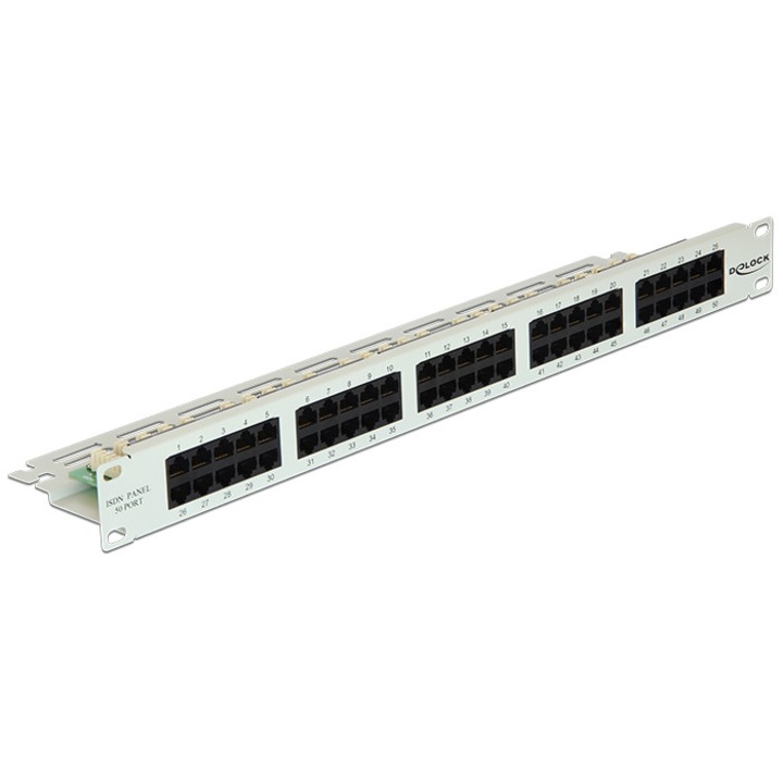 Панел за свързване Digitus cat3 ISDN, 50 порта, Черен / Бял, 19''
