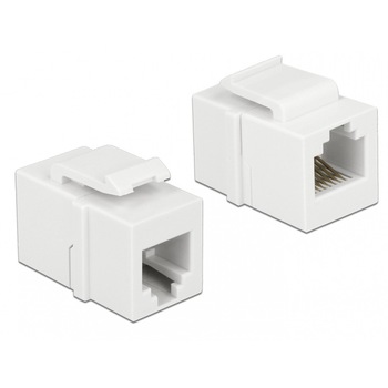 Cuplaj modular , Delock , RJ45 jack > RJ45 jack Cat.6 UTP , alb Cuplaj modular , Delock , RJ45 jack > RJ45 jack Cat.6 UTP , alb