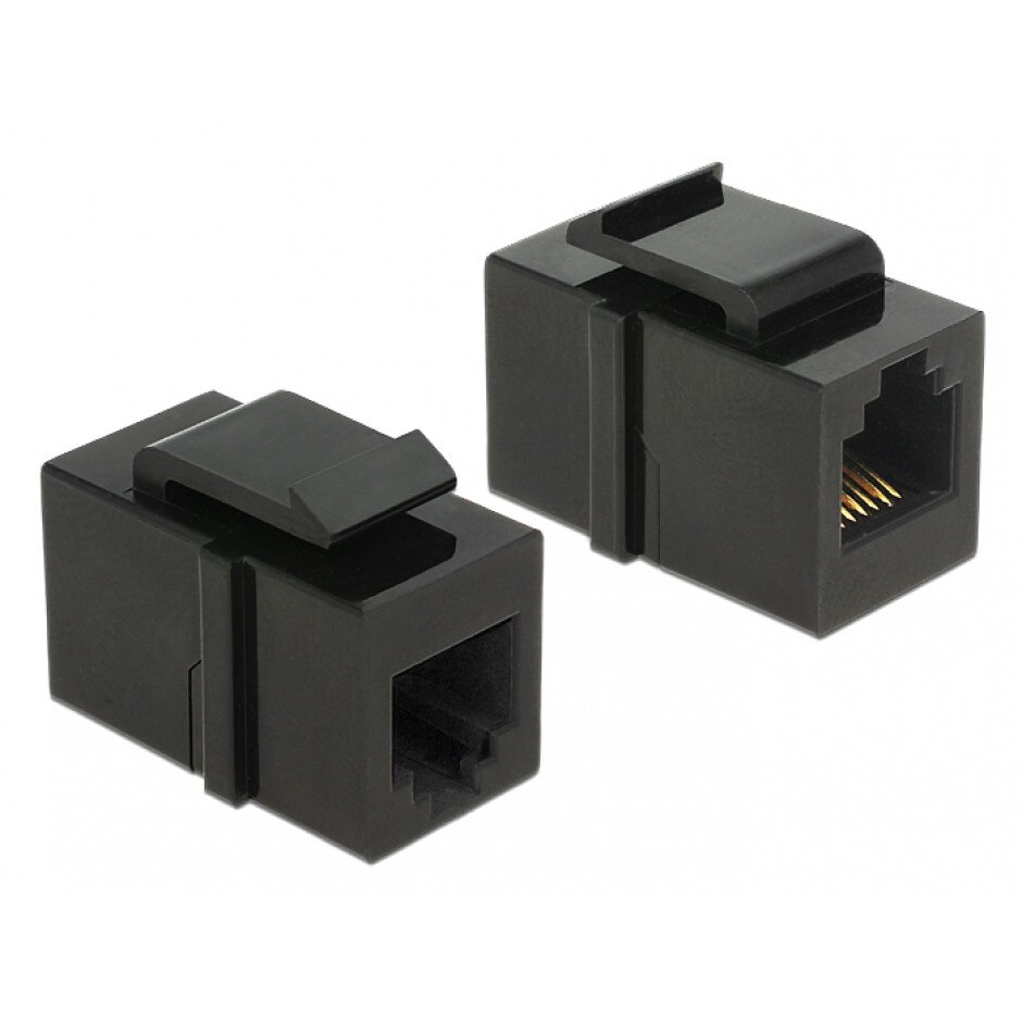 Cuplaj modular , Delock , RJ45 jack > RJ45 jack Cat.6 UTP , negru