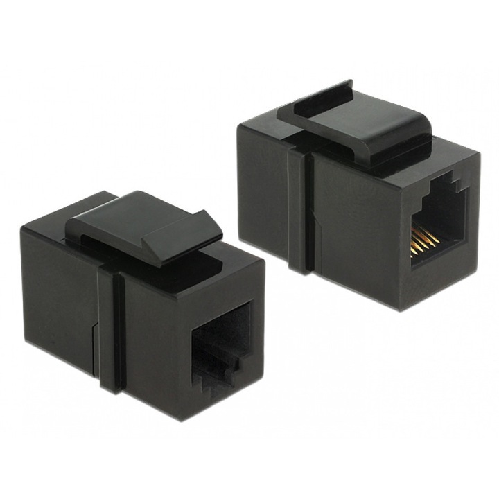 Delock Keystone modul, RJ45-aljzat > RJ45-aljzat, Cat.6 UTP, fekete (DL-86381)