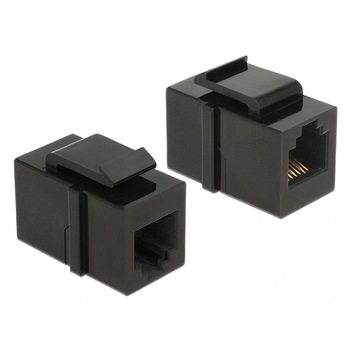 Cuplaj modular , Delock , RJ45 jack > RJ45 jack Cat.6 UTP , negru Cuplaj modular , Delock , RJ45 jack > RJ45 jack Cat.6 UTP , negru