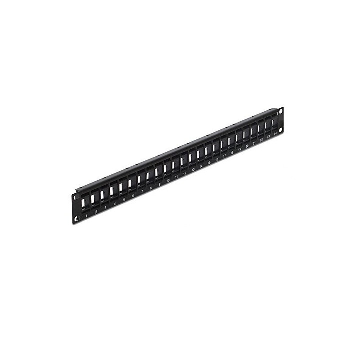 Delock 19" Keystone Patch Panel 24 portos, forgatható fekete (DL-43340)