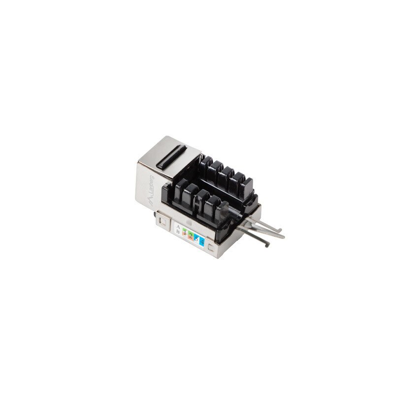 Cuplaj modular cu montare fara scule , Lanberg , Keystone RJ45->LSA FTP 90° UTP cat6 , negru cu gri