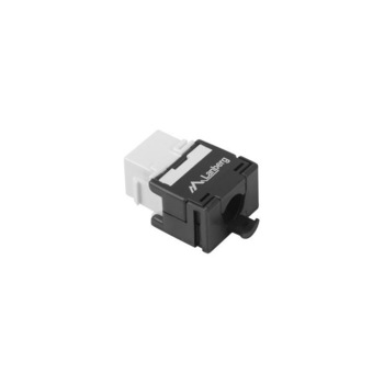Cuplaj modular cu montare fara scule , Lanberg , Keystone RJ45->LSA180° UTP cat6A , negru cu alb Cuplaj modular cu montare fara scule , Lanberg , Keystone RJ45->LSA180° UTP cat6A , negru cu alb