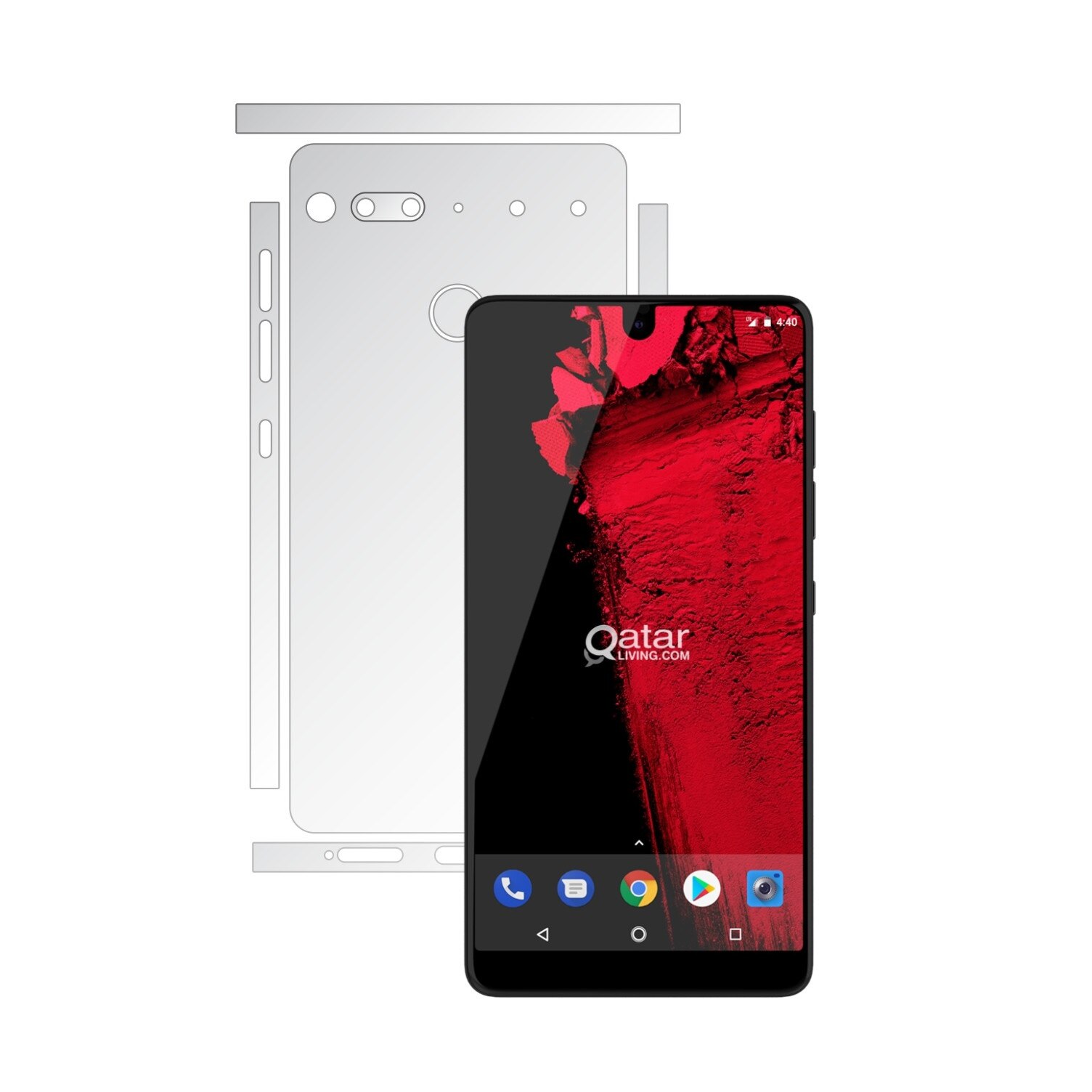 Folie Protectie spate Invisible Skinz HD pentru Essential Phone PH-1 - Folie Siliconica Ultra-Clear cu taiere Split Cut pentru Carcasa Spate si Laterale, Skin Adeziv Transparent, Edge to Edge Full Case Cover