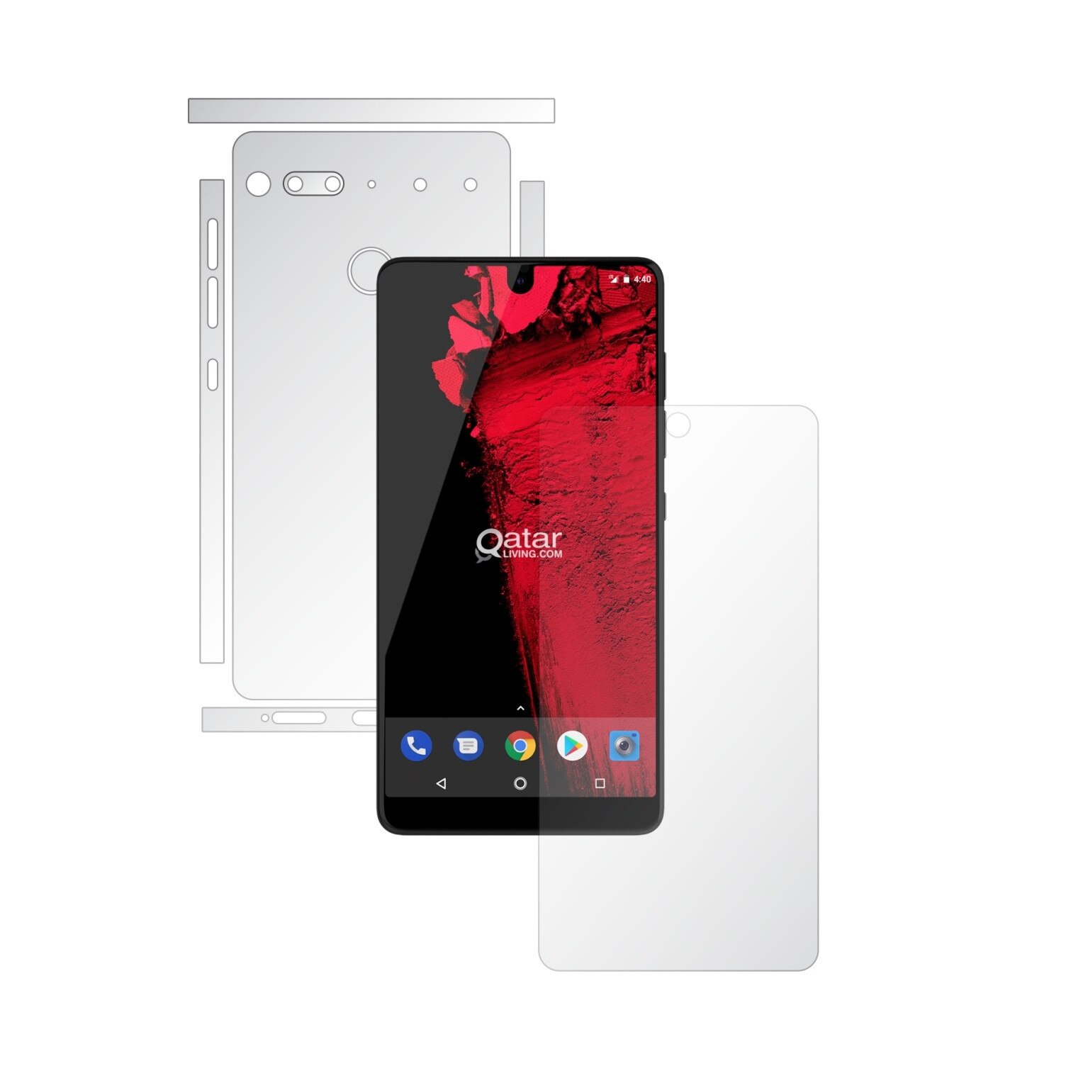 Folie Full Body Invisible Skinz UHD AutoRegeneranta pentru Essential Phone PH-1 - Folie Protectie Siliconica Ultra-Clear cu taiere Split Cut pentru Ecran, Carcasa Spate si Laterale, Skin Adeziv Transparent, Edge to Edge Cover