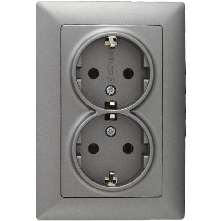 Priza schuko dubla Visage Fume, incastrata