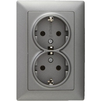 Priza schuko dubla Visage Fume, incastrata Priza schuko dubla Visage Fume, incastrata