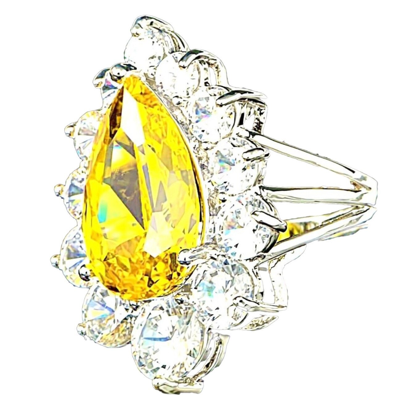 Inel placat cu Aur 18K si Diamante, Alessandra Platinum & Yellow