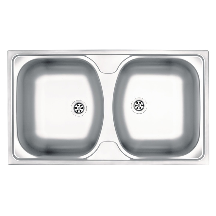 Chiuveta bucatarie din inox cu 2 cuve TECHNO ZMU 3200, dreptunghiulara, finisaj mat