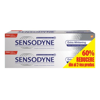 Pachet promo Sensodyne Extra Whitening: 2 x Pasta de dinti, 100ml Pachet promo Sensodyne Extra Whitening: 2 x Pasta de dinti, 100ml