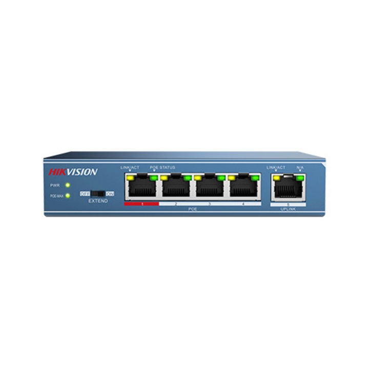 Switch 4 porturi PoE, 1 port uplink- HIKVISION DS-3E0105P-E-M