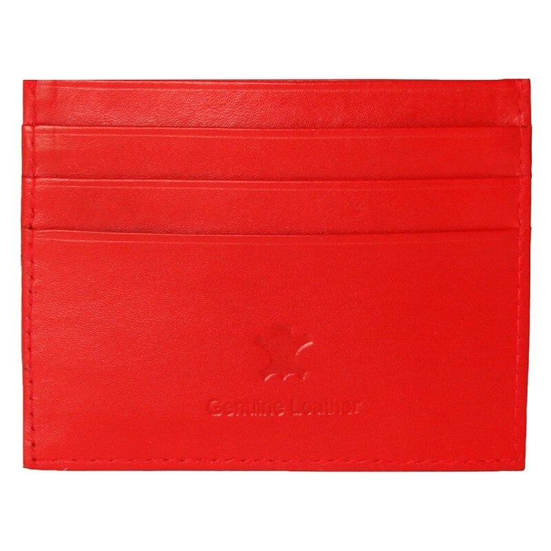 Portcard piele naturala Bellugio PCA20 - BeSpecial 10807, Rosu, 10 x 8 x 0,3 cm