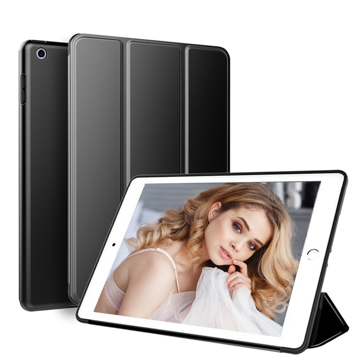 Husa Tableta Smart Cover Apple Ipad 5th Gen 9,7Inch, Ipad 1822, 1823 9.7Inch Protejeaza 360 Deluxe S Black