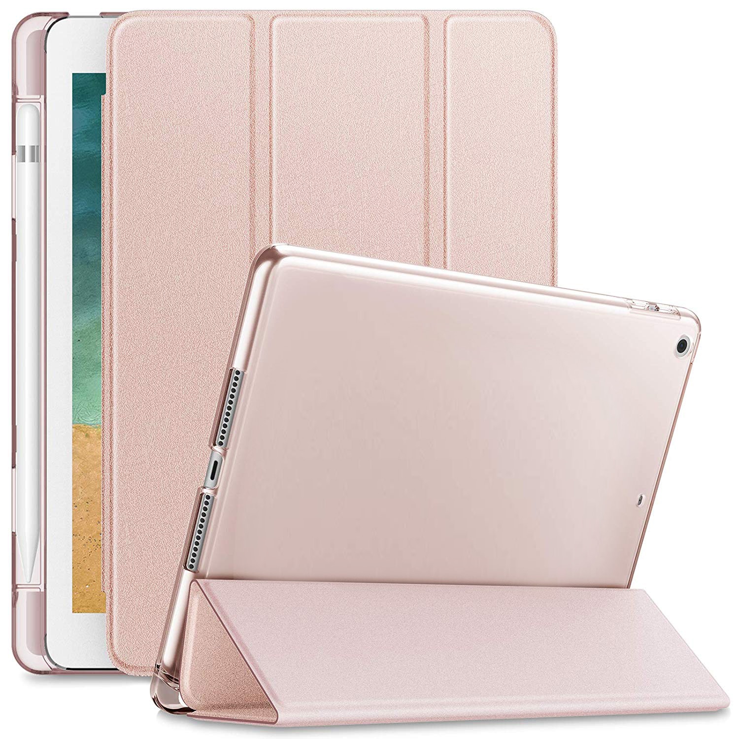 Husa Tableta Smart Cover Apple Ipad 5th Gen 9,7Inch, Suport Pen Ipad 1822, 1823 9.7Inch Protejeaza 360 Deluxe Corners Rose