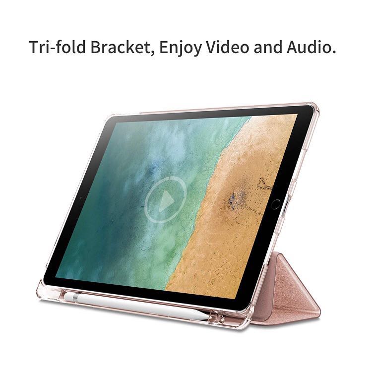 Husa Tableta Smart Cover Apple Ipad 5th Gen 9,7Inch, Suport Pen Ipad 1822, 1823 9.7Inch Protejeaza 360 Deluxe Corners Rose