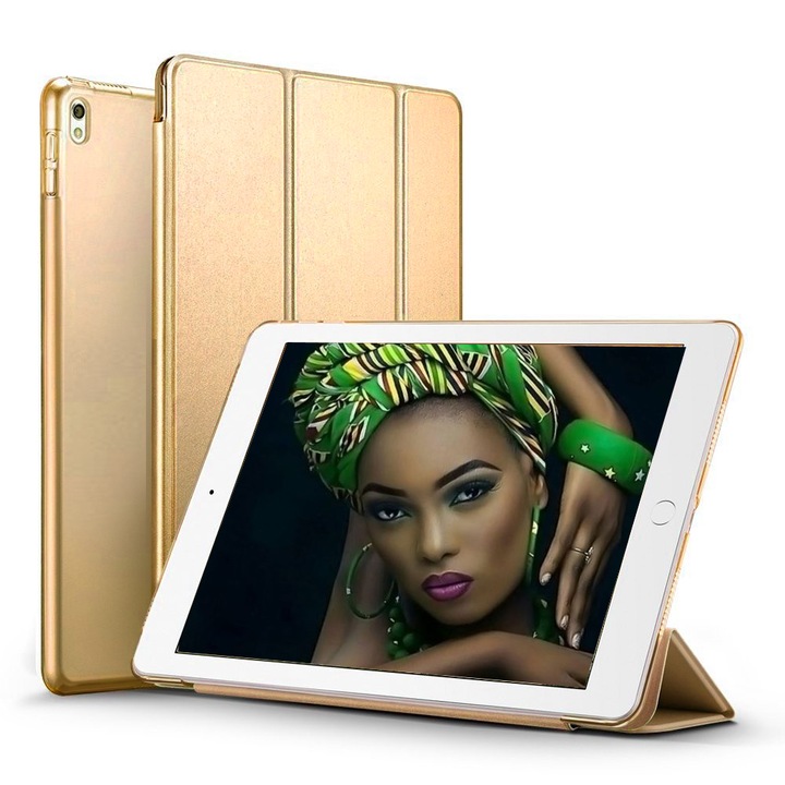 Husa Tableta Smart Cover Leather Apple Ipad Pro 9.7Inch 1673, 1674, 1675, Ipad Case Pro 9.7Inch Protejeaza 360 Deluxe Piele Auriu