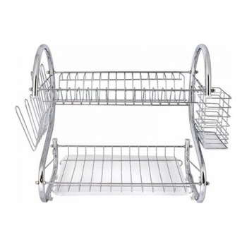 Scurgator vase cu suport pentru tacamuri si pentru pahare, tava plastic, cromat Scurgator vase cu suport pentru tacamuri si pentru pahare, tava plastic, cromat