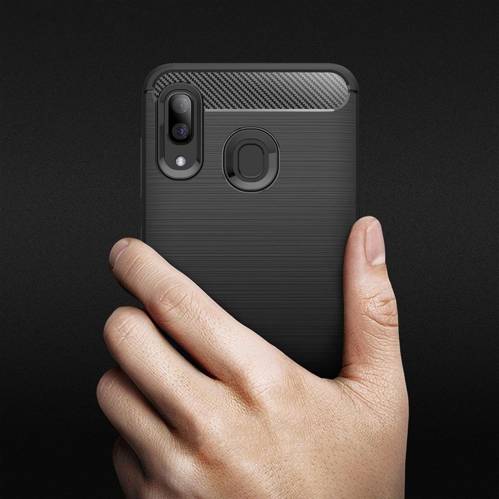 Husa Flexibila Antisoc Carbon pentru Samsung Galaxy A40, Negru