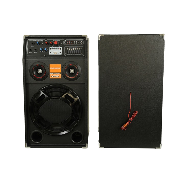 Universal 284 Hangfal készlet, 2 db, 1 aktív + 1 passzív, 2 x 150 W, Bluetooth, USB, FM rádió, pásztázási funkció, fekete + univerzális asztali telefontartó állvány