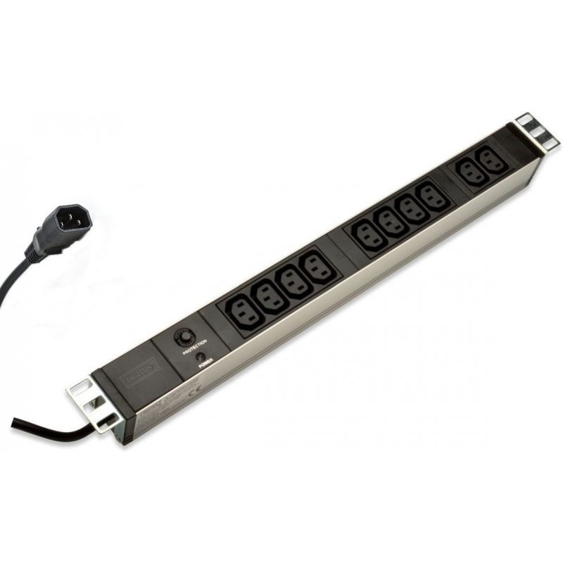 PDU din aluminiu cu protectie la suprasarcina , Digitus , 10 prize C13 10A 2m , aluminiu