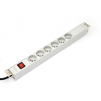 PDU din aluminiu pentru montaj in dulapul de server , Assmann , 19” 6 prize tip E 1.8 m , alb PDU din aluminiu pentru montaj in dulapul de server , Assmann , 19” 6 prize tip E 1.8 m , alb