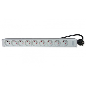 PDU din aluminiu pentru montarea in dulap de server , Assmann , 19” 9 prize tip E 1.8 m , alb PDU din aluminiu pentru montarea in dulap de server , Assmann , 19” 9 prize tip E 1.8 m , alb