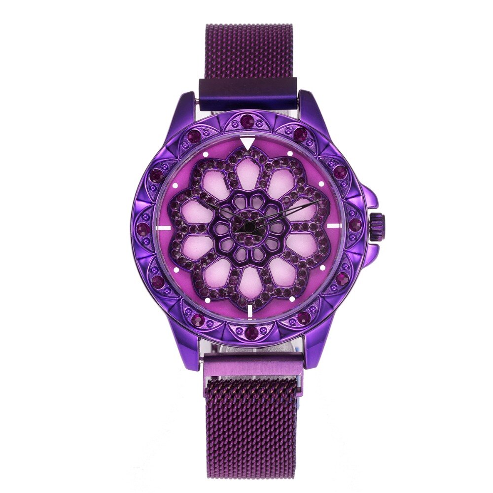 Ceas de dama elegant Geneva, bratara magnetica, cadran rotativ, model mov, CS1015