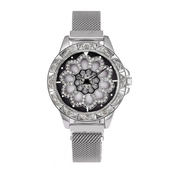 Ceas de dama elegant Geneva, bratara magnetica, cadran rotativ, model argintiu, CS1016 Ceas de dama elegant Geneva, bratara magnetica, cadran rotativ, model argintiu, CS1016