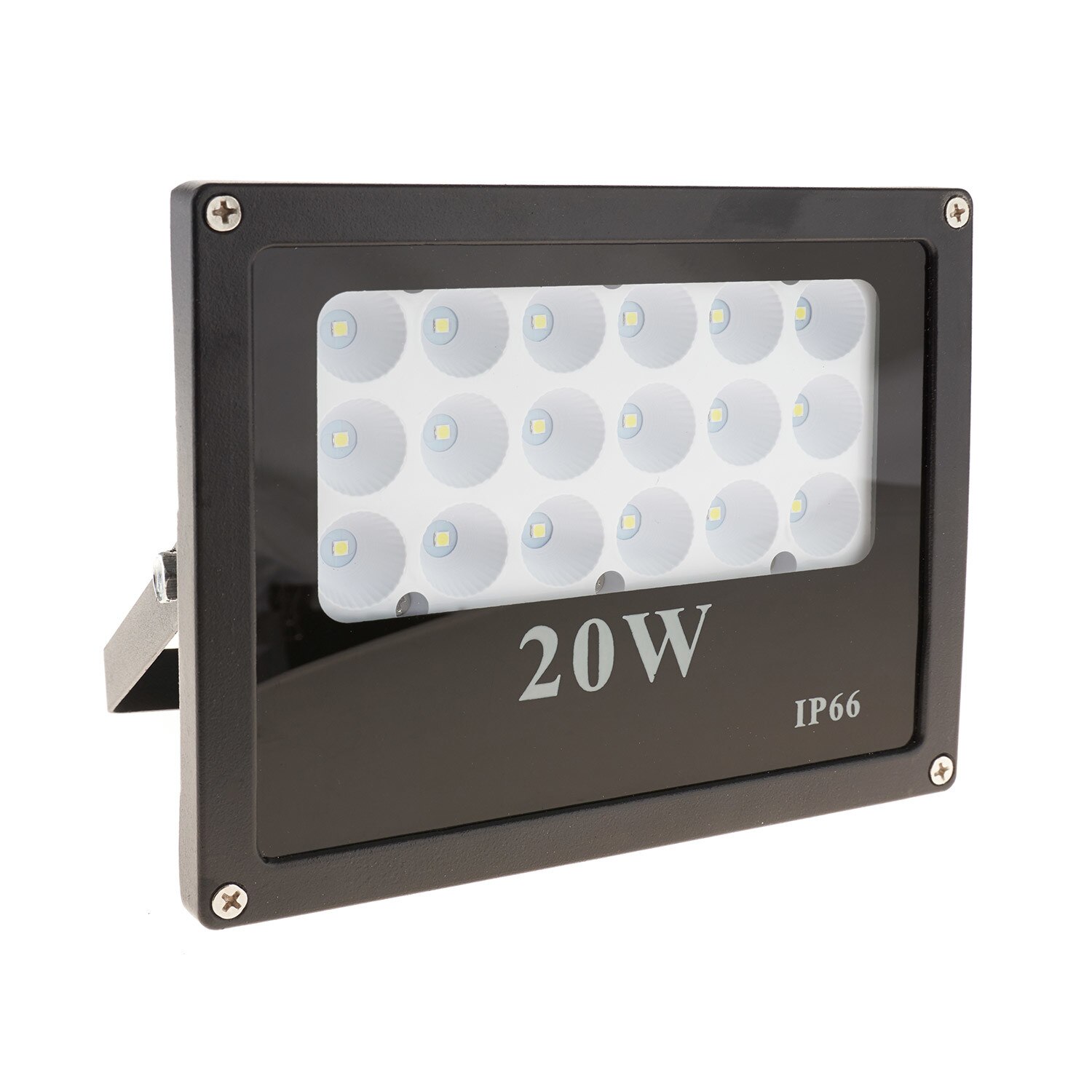 Proiector de Lumina cu multiLED-uri de 20 W, 1500 Lm, Lumina de Zi Alba, 6000 K, Rezistent la Apa IP66, Negru
