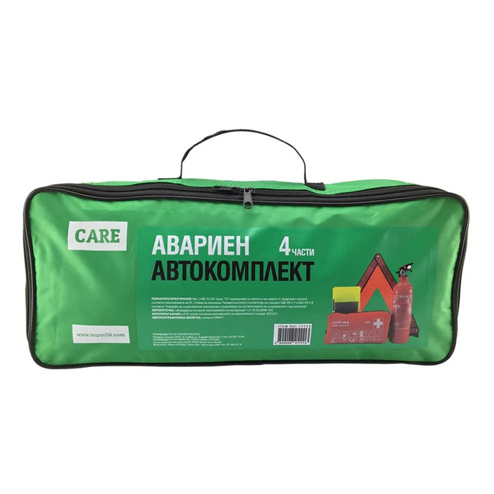 Trusa auto de urgenta, CARE, 4 piese, Verde