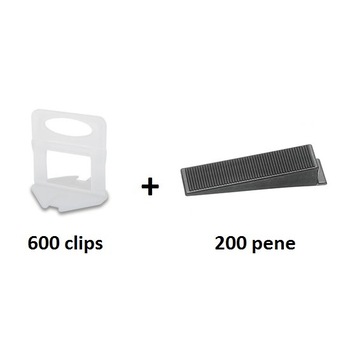 Set 600 clipsuri nivelare gresie, rost - 0.5 mm si 200 pene, gama STAR Set 600 clipsuri nivelare gresie, rost - 0.5 mm si 200 pene, gama STAR
