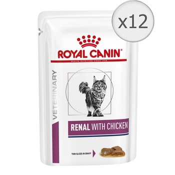 Hrana dietetica pentru pisici Royal Canin, Renal cu Pui, 12 buc x 85 g Hrana dietetica pentru pisici Royal Canin, Renal cu Pui, 12 buc x 85 g