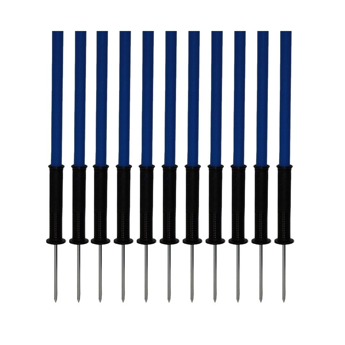 Set Neumann compus din 12 bare de antrenament 1.6 m culoare albastru si 12 adaptoare slalom cu flexiune