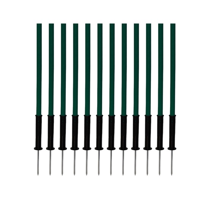 Set Neumann compus din 12 bare de antrenament 1 m culoare verde si 12 adaptoare slalom cu flexiune