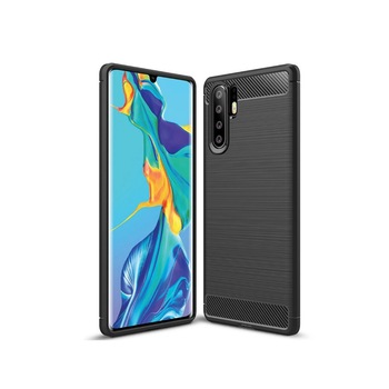 Husa Carbon, Silicon, Huawei P30 Pro, Negru Husa Carbon, Silicon, Huawei P30 Pro, Negru