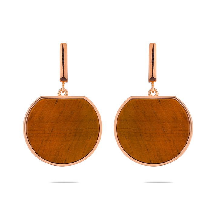 Обеци Димс-92 Swan Pearls Тигрово око GL201E, Златист/Кафяв